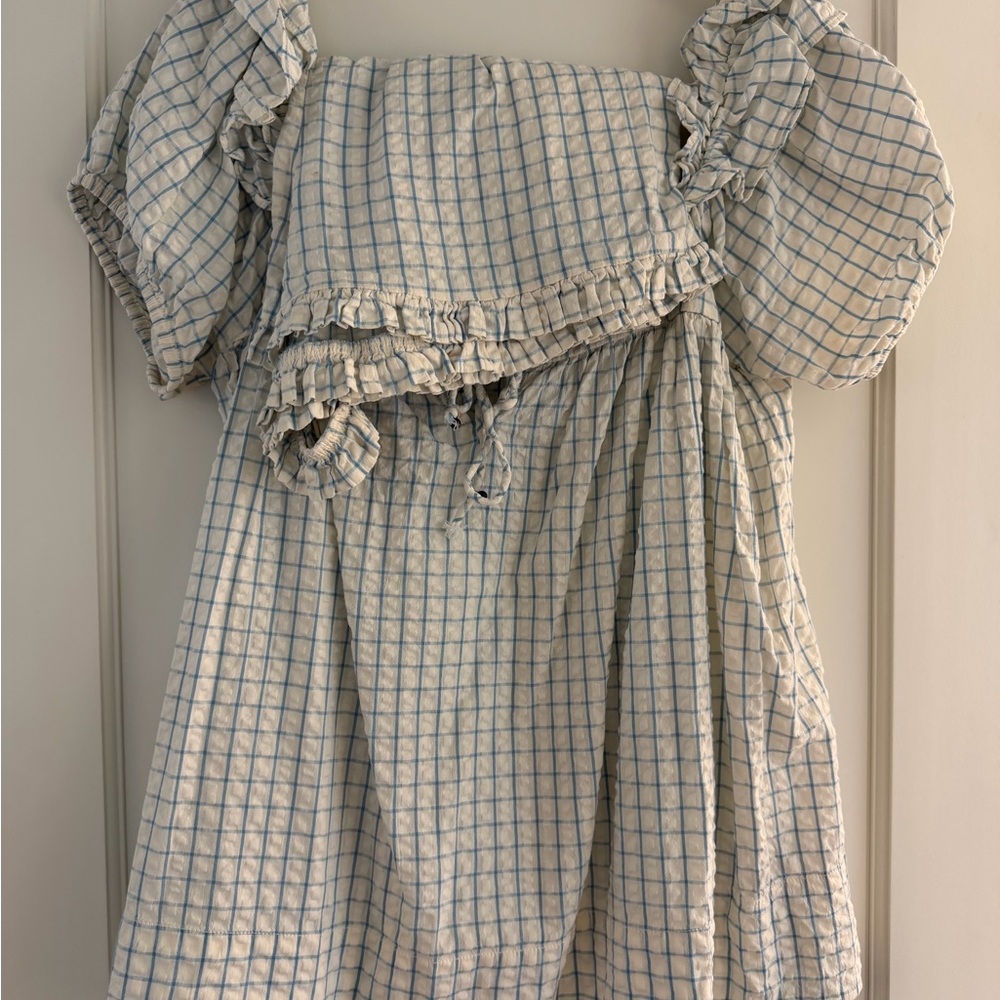 Free People Blue and White Checkered 2 piece set